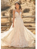 Thin Straps Ivory Sequined Lace Tulle Wedding Dress